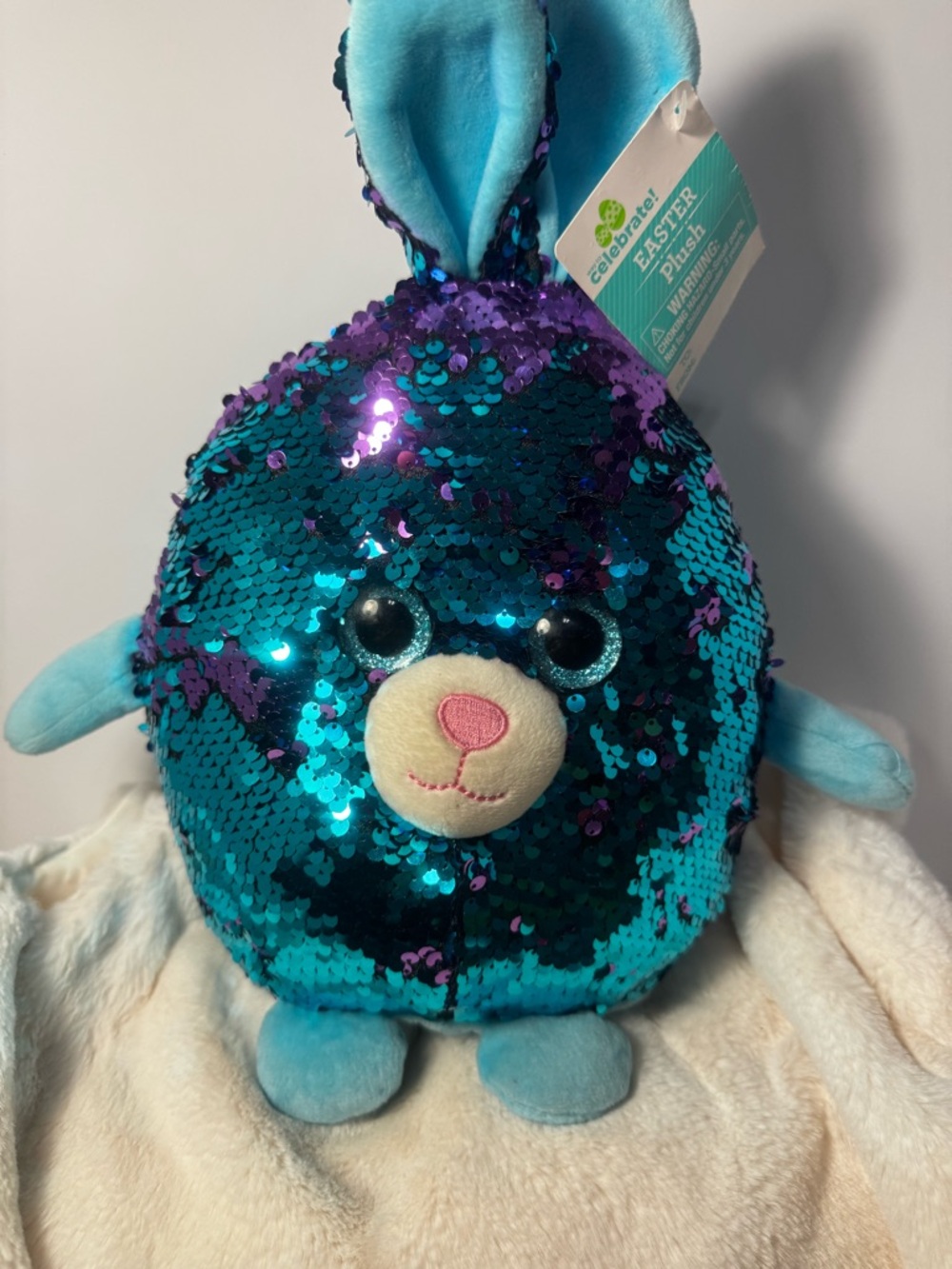 Celebrate! Sequin Plush Bunny - Blue & Purple